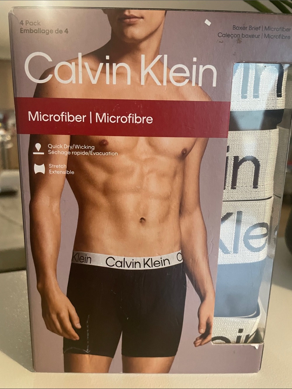 Calvin Klein Black Microfiber Boxer Briefs with White Branded Waistband - 4 Pack